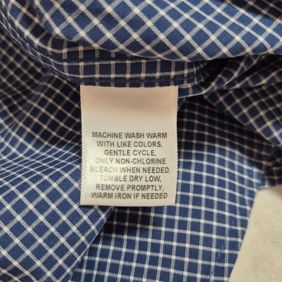 Travel Smart Roundtree & Yorke Men's Size S Shirt Long Sleeve Check Blue  (01) - Picture 9 of 10